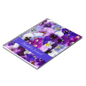 Carnet Personnaliser Purple Bleu Blanc Floral Fleurs Pans (Côté gauche)