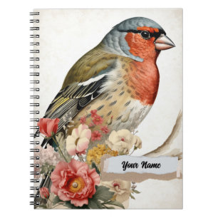 Carnet PERSONNALISEZ Collage d'oiseaux Finch vintage
