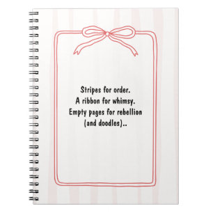 Carnet Personnalisez Ruban Rouge Motif Rayure Rose