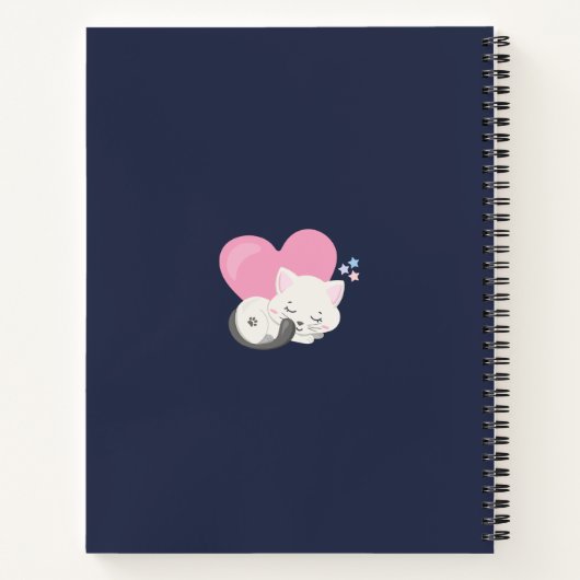 Carnet Personne Chat Texte mignon Blanc Kitty Chat Dormir (Dos)