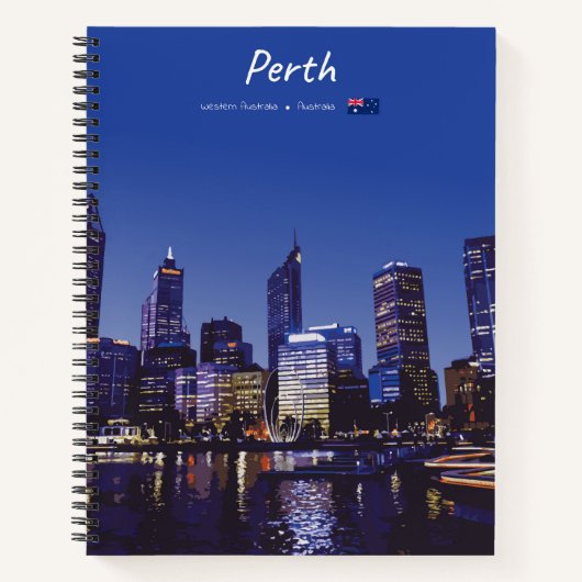 Carnet Perth, Australie - Spirale nocturne de la skyline (Devant)