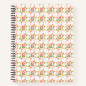 Carnet Pet bloc de fleurs rouges en patchwork (Devant)