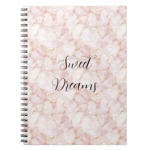 Carnet Pétales de rose florale rose blush or (Devant)
