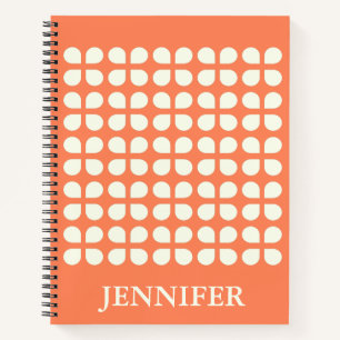 Carnet Pétales modernes du milieu du siècle en orange P