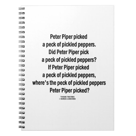 Carnet Peter Piper A Choisi Un Peck De Poivrons Pickled (Devant)