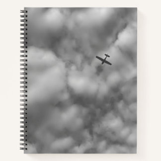 Carnet Petit avion volant dans un ciel nuageux Photo