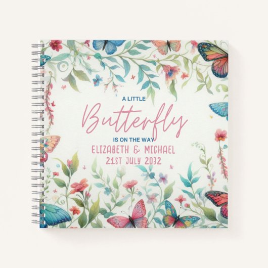 Carnet Petit BUTTERFLY sur le chemin Baby Girl Douche (Devant)
