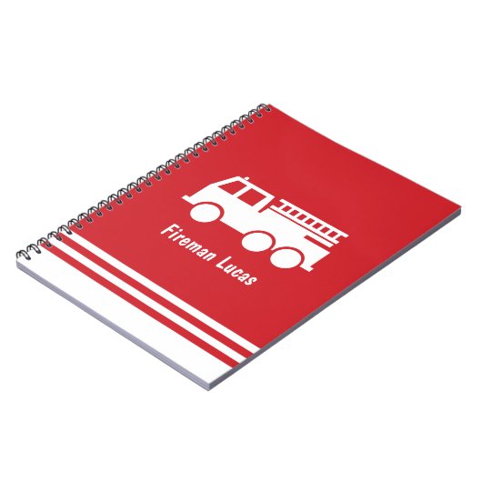 Carnet Petit Camion-feu Garçon avec nom Rouge et blanc (Côté gauche)