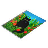 Carnet Petit chat noir dans un jardin de tulipes (Côté gauche)