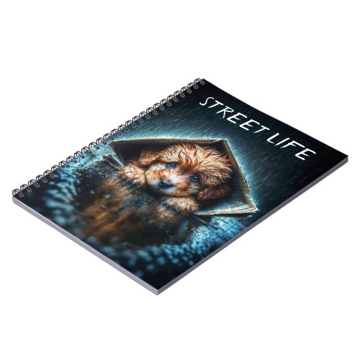 Carnet Petit chien mignon dans la pluie jour avec les yeu (Côté gauche)