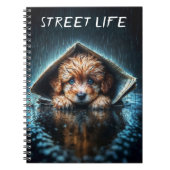 Carnet Petit chien mignon dans la pluie jour avec les yeu (Devant)