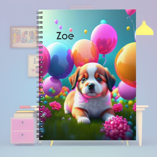 Carnet Petit chiot avec ballons - doux