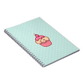 Carnet Petit gâteau rose de Kawaii et pois bleu en bon (Côté Droit)