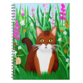 Carnet Petit gingembre Kitty Brown dans un champ de fleur (Devant)