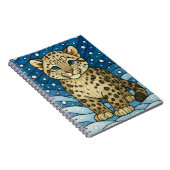 Carnet Petit léopard de neige dans la neige, vitrail (Côté Droit)