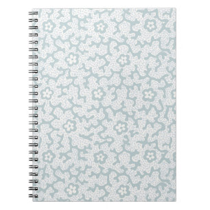 Carnet Petit motif floral Corail en céladon et blanc