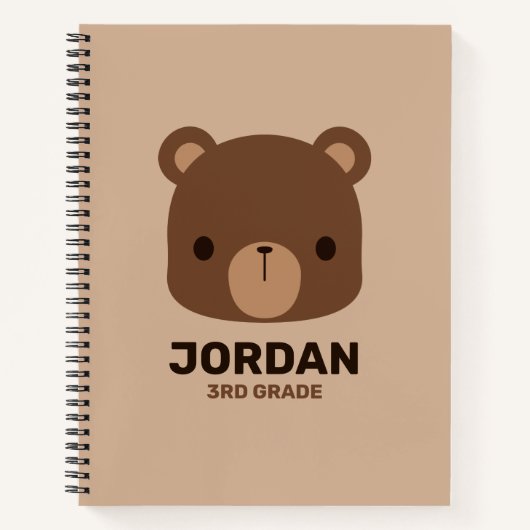 Carnet Petit ours Brown mignon avec nom personnalisé (Devant)