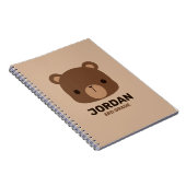 Carnet Petit ours brun mignon avec note de nom personnali (Côté Droit)