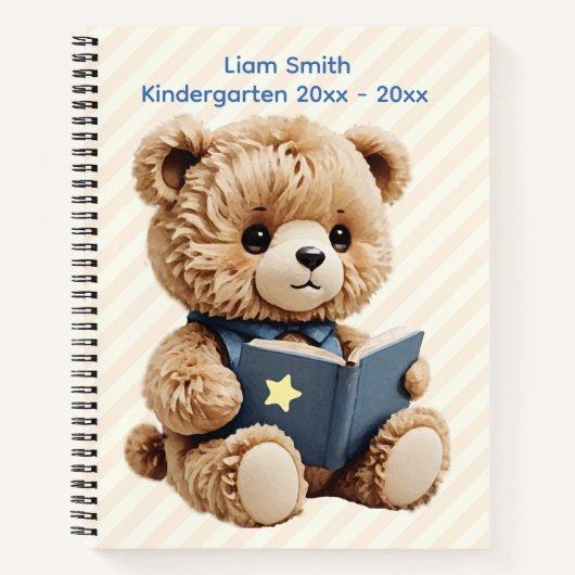 Carnet Petit ours lecteur à rayures (Devant)