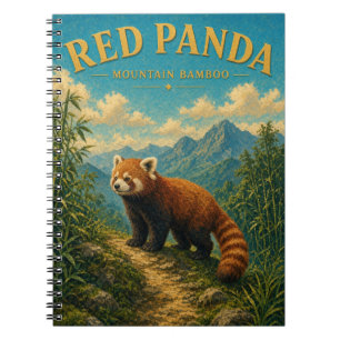Carnet Petit panda roux Montagne Bambou Aquarelle GeoSaga
