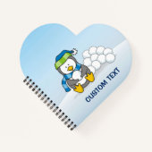Carnet Petit pingouin assis avec des boules de neige (Devant)