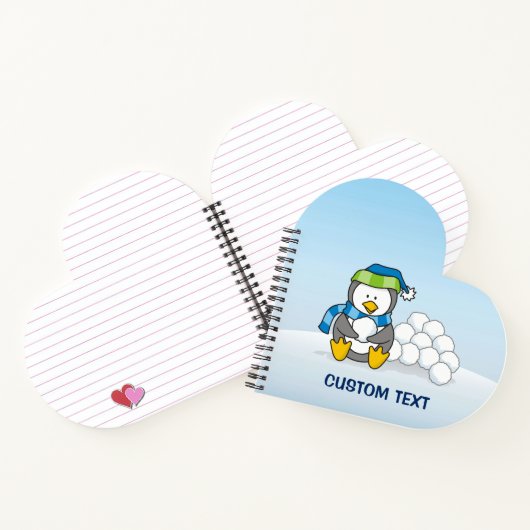Carnet Petit pingouin assis avec des boules de neige (Intérieur)