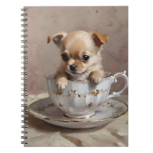 Carnet Petit plaisir : chiot chihuahua dans une tasse à t