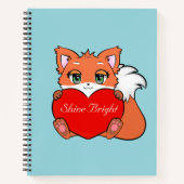Carnet Petit renard mignon tenant un coeur (Devant)
