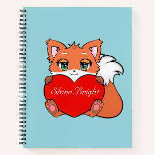 Carnet Petit renard mignon tenant un coeur
