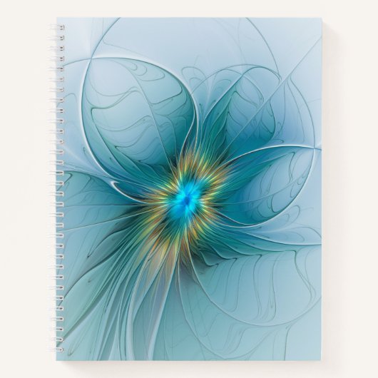 Carnet Petite Beauté Moderne Bleu Or Fractal Art Flower (Devant)