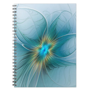 Carnet Petite Beauté Moderne Bleu Or Fractal Art Flower