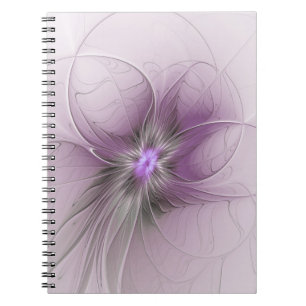 Carnet Petite Beauté Moderne Fleur d'Art Fractal Gris Mau