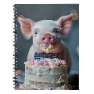 Carnet Petite colle de porc sur un gâteau d'anniversaire