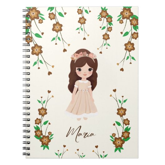 Carnet Petite fille avec des fleurs (Devant)