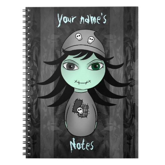 Carnet Petite fille gothique zombie pour Halloween (Devant)