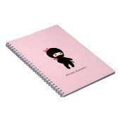 Carnet Petite fille Ninja Nom personnalisé sur rose (Côté Droit)