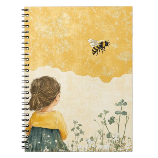 Carnet Petite Fille Regardant un Bourdon (Devant)