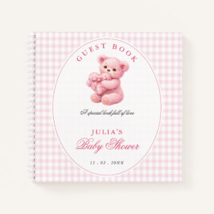 Carnet Petite Ourson Rose à Carreaux Baby Shower