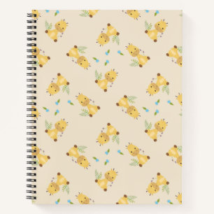 Carnet Petite petite girafe florale brun clair