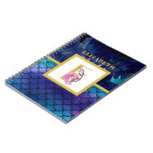 Carnet Petite Sirène Écaille Monogramme Filles Rose Bleu (Côté gauche)