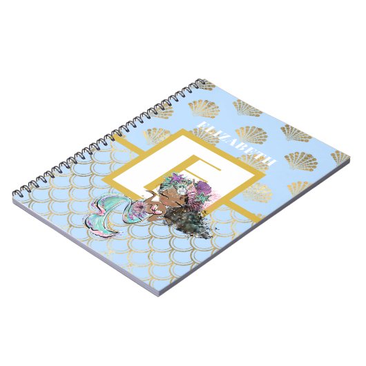 Carnet Petite Sirène Noire Balances Bleues Monogrammes Fi (Côté gauche)