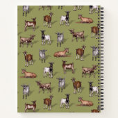 Carnet Petites chèvres en vert - Motif de troupeau de chè (Dos)
