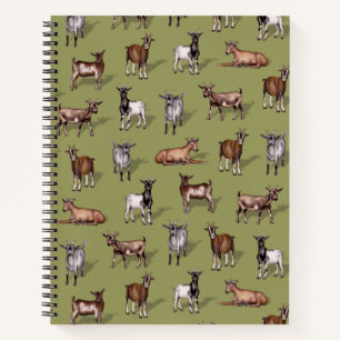 Carnet Petites chèvres en vert - Motif de troupeau de chè
