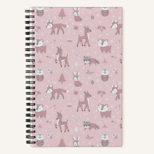Carnet Petites créatures forestières endormies roses
