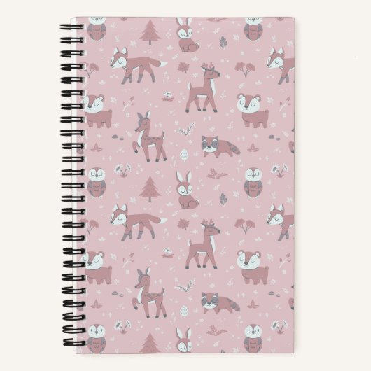 Carnet Petites créatures forestières endormies roses (Recto)