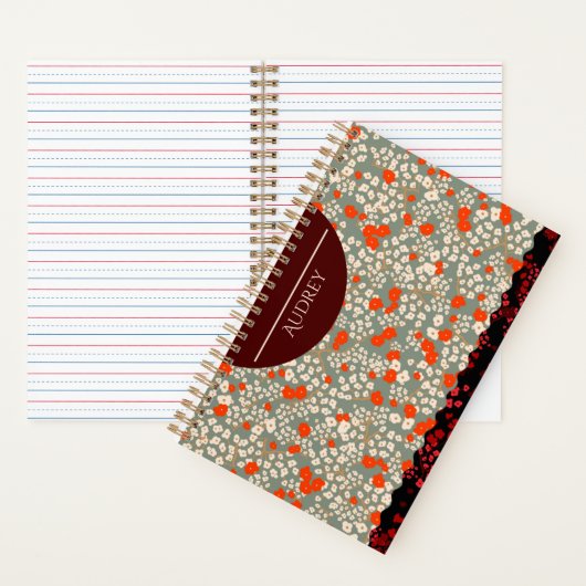 CARNET PETITES FLEURS ROUGES & VERTS (À l'intérieur)