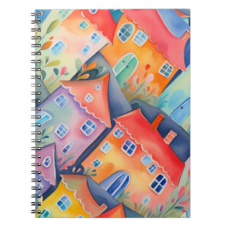 Carnet Petites maisons pastel de couleur douce, couleur p