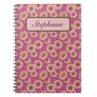 Carnet Petites marguerites roses et blanches personnalisé