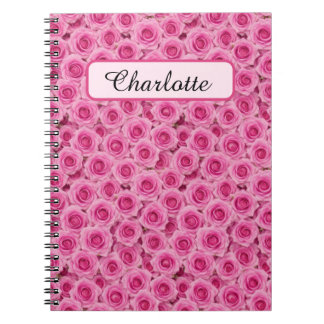 Carnet Petites roses roses personnalisées
