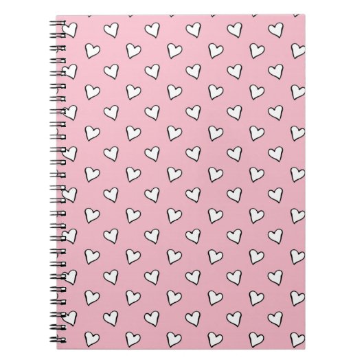 Carnet Petits cœurs blancs sur fond rose (Devant)